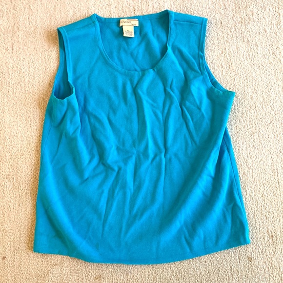 Choices petites PL teal rayon nylon fine gauge sleeveless shell. - Picture 1 of 4